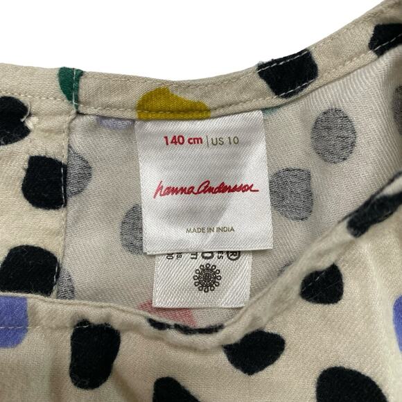 HANNA ANDERSSON Print Flannel Dress in Multicolor Polka Dot Size 10 140 #68001 - Picture 4 of 6